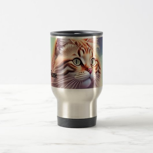 Romantik Katze mit Blumen Reisebecher (Mittel)
