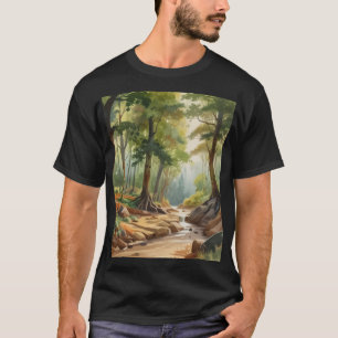 Romantik Landschaft Aquarellmalerei Bäume T-Shirt