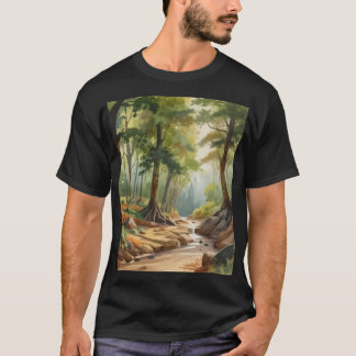 Romantik Landschaft Aquarellmalerei Bäume T-Shirt