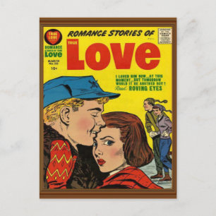 Romantik-Liebesgeschichte-Comic-Cover Vintage-Faux Postkarte