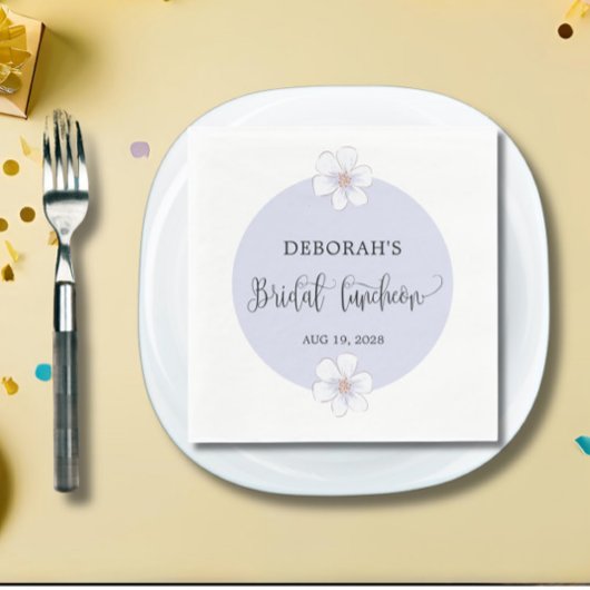 Romantik Lilac Floral Bridal Luncheon Serviette