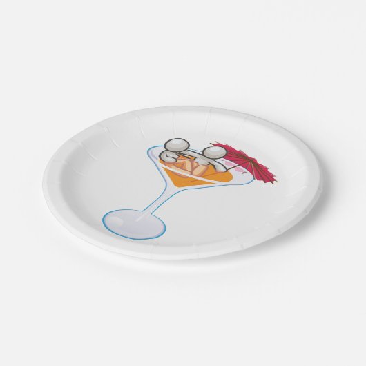 Romantik Martini Pappteller (Schrägansicht)