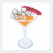 Romantik Martini Quadratischer Aufkleber (Vorderseite)