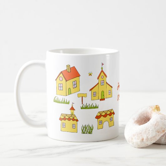 Romantik Meine kleine Stadt Minimalistisch Kaffeetasse (Mit Donut)