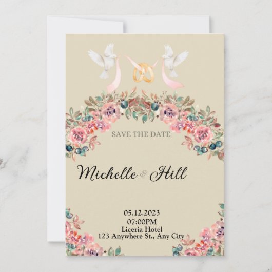 Romantik-Monogramm-Hochzeitsinitialen Einladung (Vorderseite)