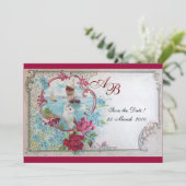 ROMANTIK MONOGRAMM SAVE THE DATE (Stehend Vorderseite)