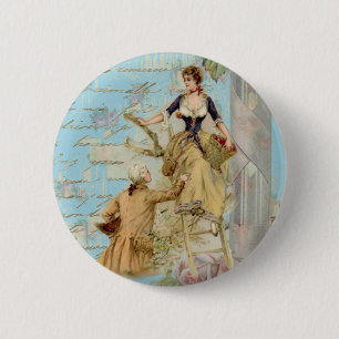 Romantik Paris Lovers Shabbychic Blue Button