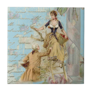 Romantik Paris Lovers Shabbychic Blue Fliese