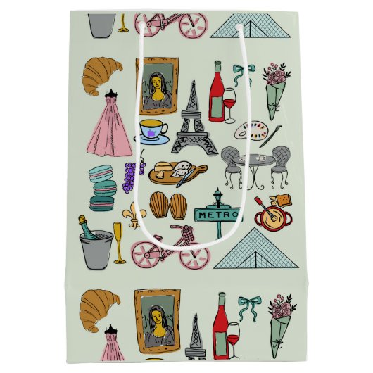 Romantik Paris Mittlere Geschenktüte (Rückseite)