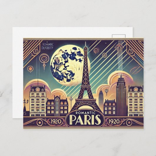 Romantik Paris Postkarte (Vorne/Hinten)