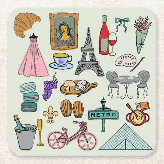 Romantik Paris Rechteckiger Pappuntersetzer (Vorderseite)