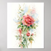 Romantik Rosen Aquarell Kunst Poster (Vorne)