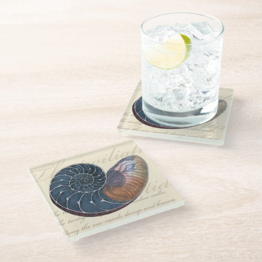 Romantik Seashell Glasuntersetzer (Schrägansicht)