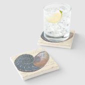 Romantik Seashell Steinuntersetzer (Seitenansicht)