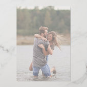 Romantik | Silber Foil Faded Foto Wedding Folieneinladung (Rückseite)