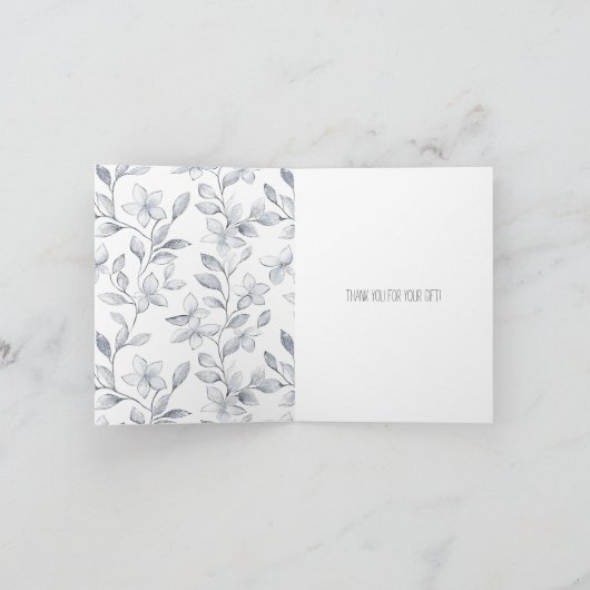 Romantik Silver Rose Floral Vielen Dank Karte (Innenseite)