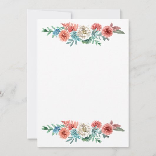 Romantik Türkis | Peach Hübsch Wedding Einladung (Rückseite)