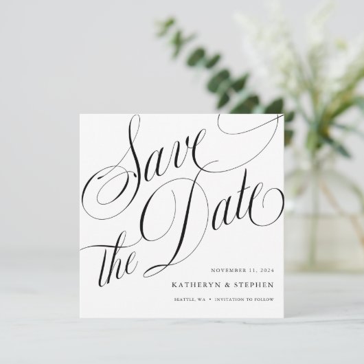 Romantik und Elegante Save the Date Karte (Stehend Vorderseite)