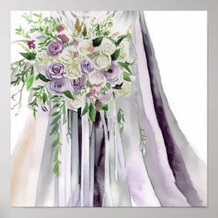 Romantik und Mauve, Bridal Cascading Bouquet 1, Poster
