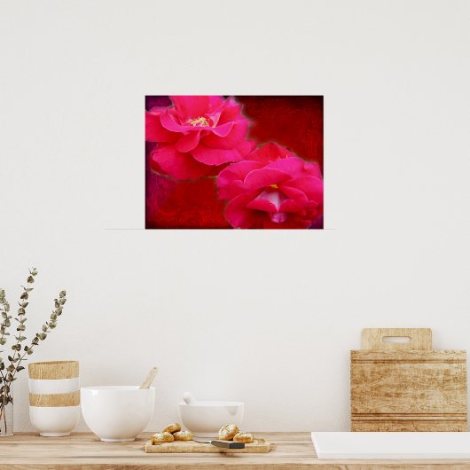 Romantik und Rote Rosen Poster (Küche)