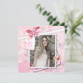 Romantik und Schmetterlinge Foto Einladung (Stehend Vorderseite)