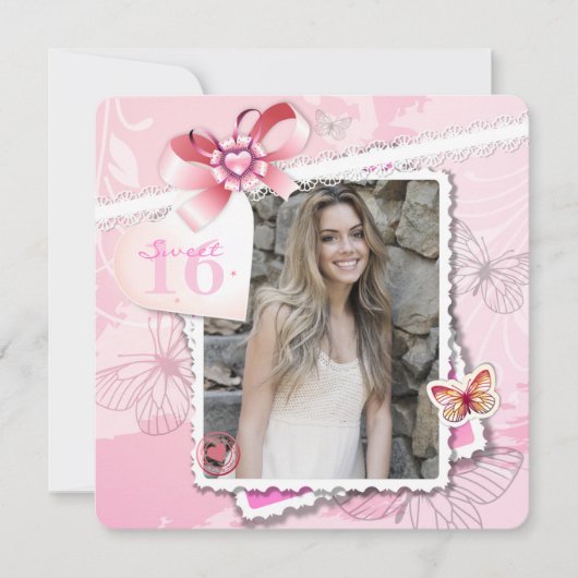 Romantik und Schmetterlinge Foto Einladung (Vorderseite)