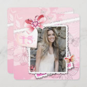 Romantik und Schmetterlinge Foto Einladung (Vorne/Hinten)