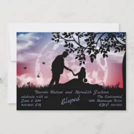 Romantik unter Blue Red Moon Elopement Einladung