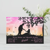 Romantik unter rosa Orange Moon Elopement Einladung (Stehend Vorderseite)