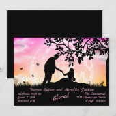 Romantik unter rosa Orange Moon Elopement Einladung (Vorne/Hinten)