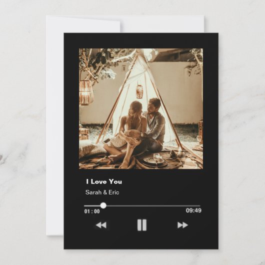 Romantik Valentine Paar Love Music Player Feiertagskarte (Vorderseite)