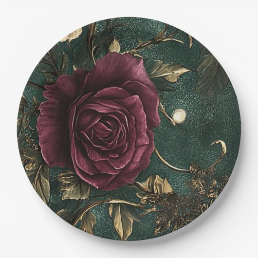 Romantik & Vintage-Rose. Pappteller (Vorderseite)