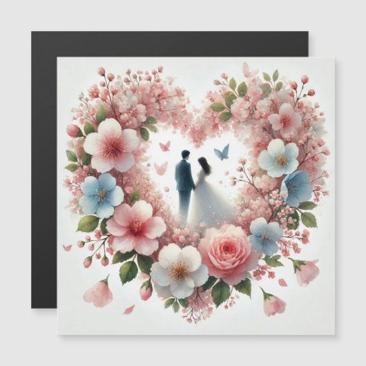 Romantik Wedding 3 Magnetkarte (Vorne/Hinten)