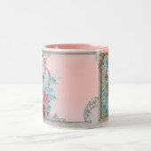 ROMANTIKA, BLAUE GREEN PINK BLUMENFLORALE ROSE MIT ZWEIFARBIGE TASSE (Mittel)