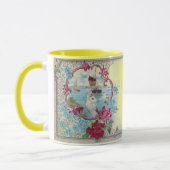 ROMANTIKA, BLUE YELLOW PINK BLUMENFLORALE ROSE MIT TASSE (Links)