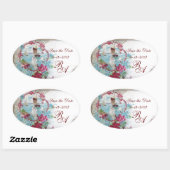 ROMANTIKA MONOGRAM, Save the Date, weiß Ovaler Aufkleber (Blatt)