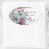 ROMANTIKA MONOGRAM, Save the Date, weiß Ovaler Aufkleber (Tasche)