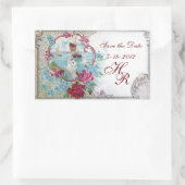 ROMANTIKA MONOGRAM, Save the Date, weiß Rechteckiger Aufkleber (Tasche)