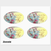 ROMANTIKA-MONOGRAMM, Save the Date, gelb Ovaler Aufkleber (Blatt)