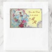 ROMANTIKA-MONOGRAMM, Save the Date, gelb Rechteckiger Aufkleber (Tasche)