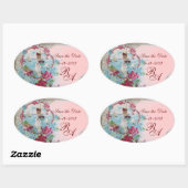 ROMANTIKA MONOGRAMM, Save the Date, rosa Ovaler Aufkleber (Blatt)