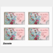 ROMANTIKA MONOGRAMM, Save the Date, rosa Rechteckiger Aufkleber (Blatt)