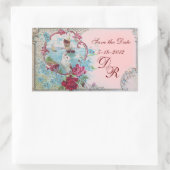 ROMANTIKA MONOGRAMM, Save the Date, rosa Rechteckiger Aufkleber (Tasche)