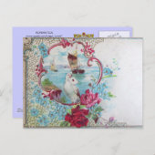 ROMANTIKA/ROSE, BLUE BLUMEN, DOVE MIT SCHREIBEN POSTKARTE (Vorne/Hinten)