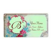 ROMANTIKA-ROSE, BLUE-BLUMEN MONOGRAMM-grüne Blume (Vorne)