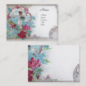 ROMANTIKA/ROSE, BLUE BLUMEN, WEISSE DOVE VISITENKARTE (Vorne/Hinten)