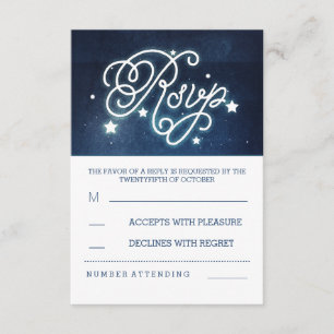 Romantiker Nachthimmel Sterne Hochzeit RSVP Karten