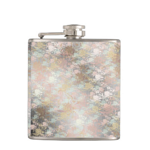 Romantisch, Aquamarin, Aquarell, Chic, floral Flachmann