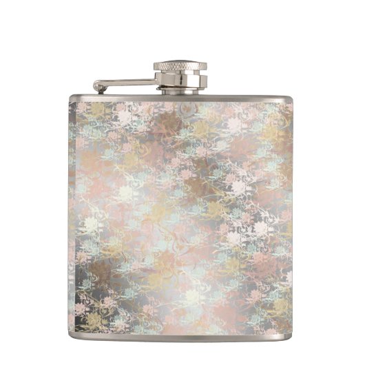 Romantisch, Aquamarin, Aquarell, Chic, floral Flachmann (Vorderseite)