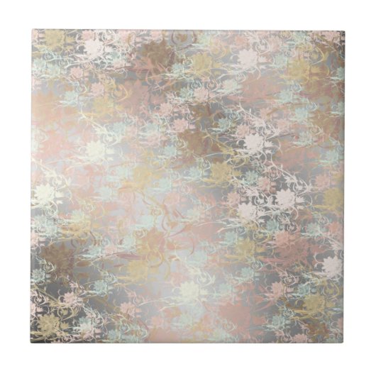 Romantisch, Aquamarin, Aquarell, Chic, floral Fliese (Vorderseite)